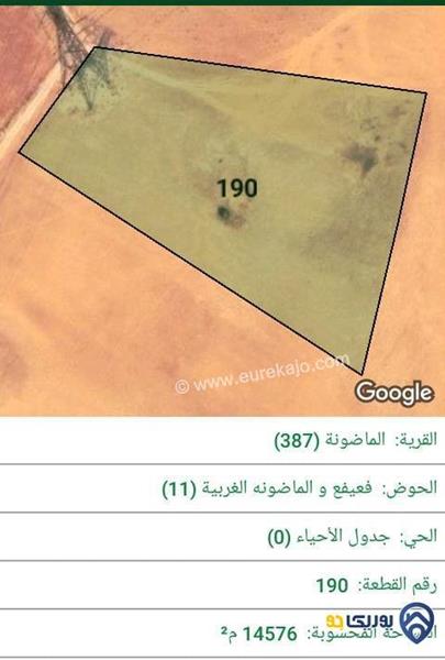 ارض للبيع مساحة 14576م في منطقة الماضونة -عمان