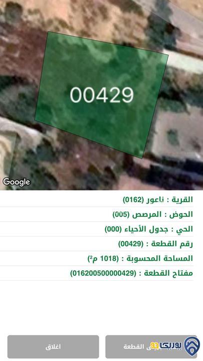 ارض مساحة 1018م للبيع في ناعور-عمان