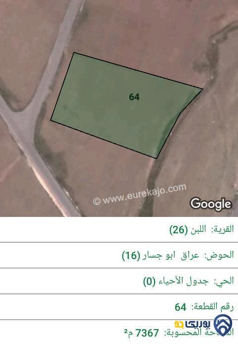 ارض للبيع مساحة 7367م في اللبن - عمان