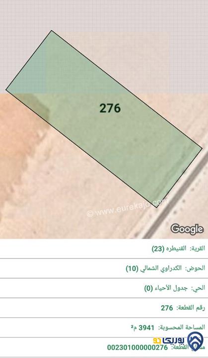 قطعة ارض مساحة 3941م للبيع في عمان-القنيطرة