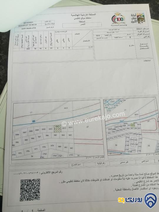 قطعة ارض سكنية مساحة 507م للبيع في عمان-ماركا الجنوبية