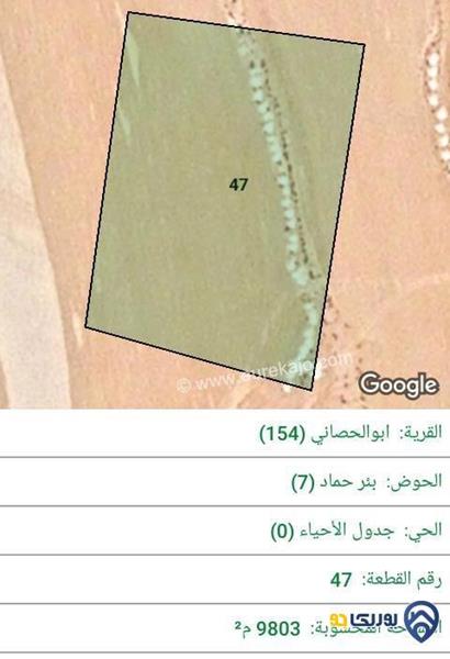 ارض للبيع مساحة 9803م في ابو الحصاني - عمان