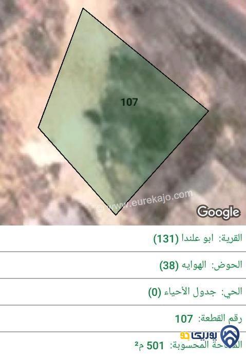ارض للبيع مساحة 501م في ابو علندا - عمان 