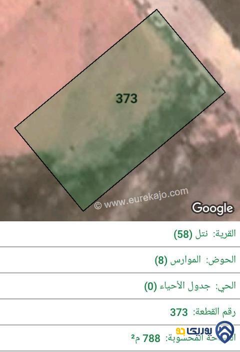 ارض للبيع مساحة 788م في نتل - عمان