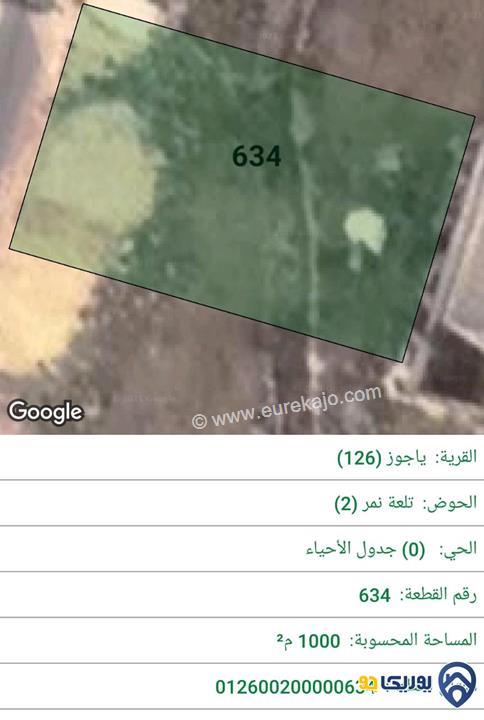 قطعة ارض مساحة 1000م للبيع في شفا بدران 