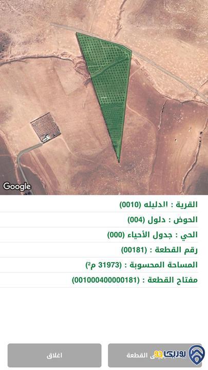 ارض للبيع مساحة 31973م في الدليلة/عمان